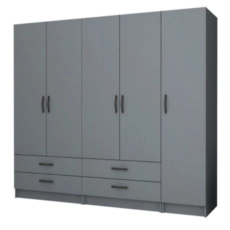 Ricardo Megapap five doors melamine wardrobe in anthracite color 200x51,8x181cm.