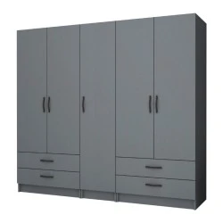 Ricardo Megapap five doors melamine wardrobe in anthracite color 200x51,8x181cm. Ricardo Megapap five doors melamine wardrobe in anthracite color 200x51,8x181cm.