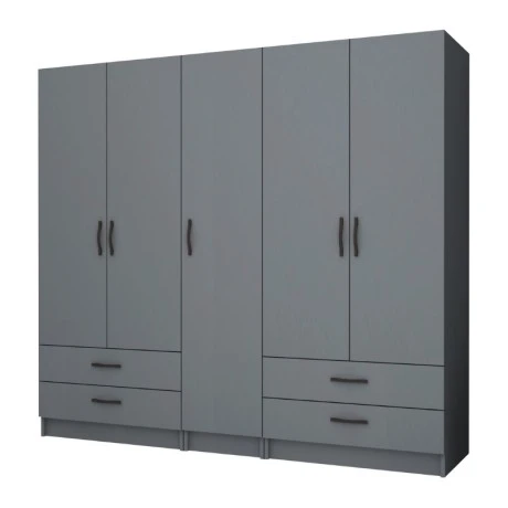 Ricardo Megapap five doors melamine wardrobe in anthracite color 200x51,8x181cm.