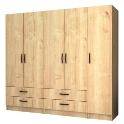 Ricardo Megapap five doors melamine wardrobe in oak color 200x51,8x181cm. Ricardo Megapap five doors melamine wardrobe in oak color 200x51,8x181cm.
