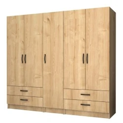 Ricardo Megapap five doors melamine wardrobe in oak color 200x51,8x181cm. Ricardo Megapap five doors melamine wardrobe in oak color 200x51,8x181cm.