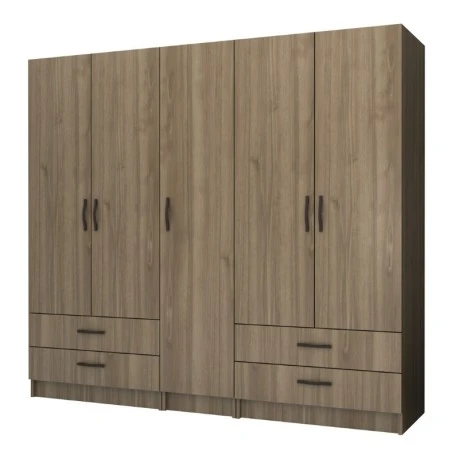 Ricardo Megapap five doors melamine wardrobe in walnut color 200x51,8x181cm.