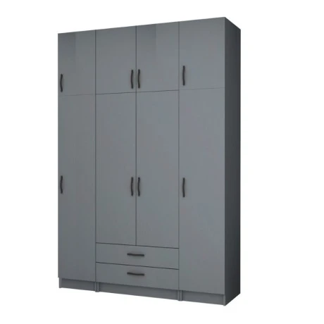 Ricardo Megapap four doors melamine wardrobe with cabinet in anthracite color 160x51,8x240cm.