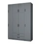 Ricardo Megapap four doors melamine wardrobe with cabinet in anthracite color 160x51,8x240cm.