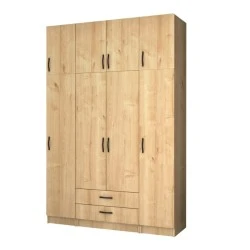 Ricardo Megapap four doors melamine wardrobe with cabinet in oak color 160x51,8x240cm. Ricardo Megapap four doors melamine wardrobe with cabinet in oak color 160x51,8x240cm.