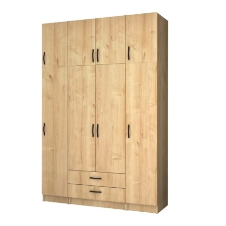 Ricardo Megapap four doors melamine wardrobe with cabinet in oak color 160x51,8x240cm.