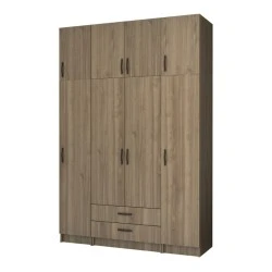 Ricardo Megapap four doors melamine wardrobe with cabinet in walnut color 160x51,8x240cm. Ricardo Megapap four doors melamine wardrobe with cabinet in walnut color 160x51,8x240cm.