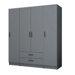 Ricardo Megapap four doors melamine wardrobe in anthracite color 160x51,8x181cm. Ricardo Megapap four doors melamine wardrobe in anthracite color 160x51,8x181cm.