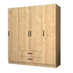 Ricardo Megapap four doors melamine wardrobe in oak color 160x51,8x181cm. Ricardo Megapap four doors melamine wardrobe in oak color 160x51,8x181cm.