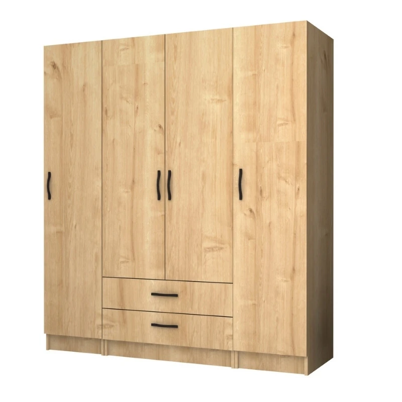 Ricardo Megapap four doors melamine wardrobe in oak color 160x51,8x181cm.