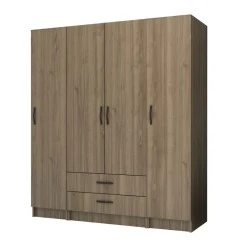 Ricardo Megapap four doors melamine wardrobe in walnut color 160x51,8x181cm. Ricardo Megapap four doors melamine wardrobe in walnut color 160x51,8x181cm.