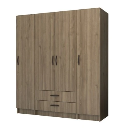 Ricardo Megapap four doors melamine wardrobe in walnut color 160x51,8x181cm.
