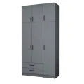 Ricardo Megapap three doors melamine wardrobe with cabinet in anthracite color 120x51,8x240cm.