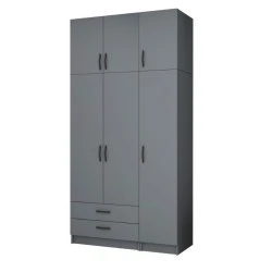 Ricardo Megapap three doors melamine wardrobe with cabinet in anthracite color 120x51,8x240cm. Ricardo Megapap three doors melamine wardrobe with cabinet in anthracite color 120x51,8x240cm.