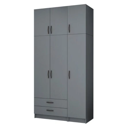 Ricardo Megapap three doors melamine wardrobe with cabinet in anthracite color 120x51,8x240cm.