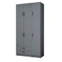 Ricardo Megapap three doors melamine wardrobe with cabinet in anthracite color 120x51,8x240cm.
