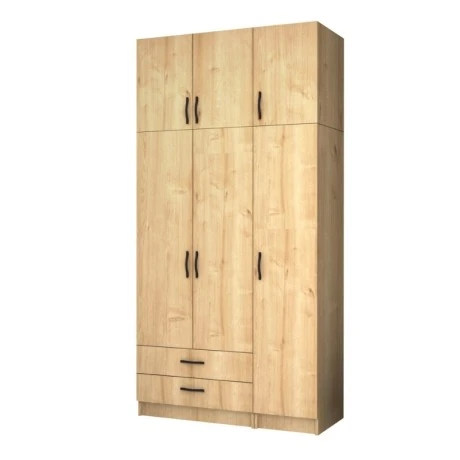 Ricardo Megapap three doors melamine wardrobe with cabinet in oak color 120x51,8x240cm.