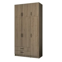 Ricardo Megapap three doors melamine wardrobe with cabinet in walnut color 120x51,8x240cm. Ricardo Megapap three doors melamine wardrobe with cabinet in walnut color 120x51,8x240cm.