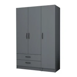 Ricardo Megapap three doors melamine wardrobe in anthracite color 120x51,8x181cm. Ricardo Megapap three doors melamine wardrobe in anthracite color 120x51,8x181cm.