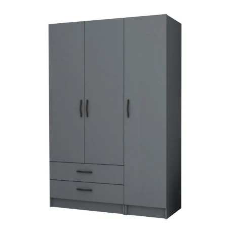 Ricardo Megapap three doors melamine wardrobe in anthracite color 120x51,8x181cm.