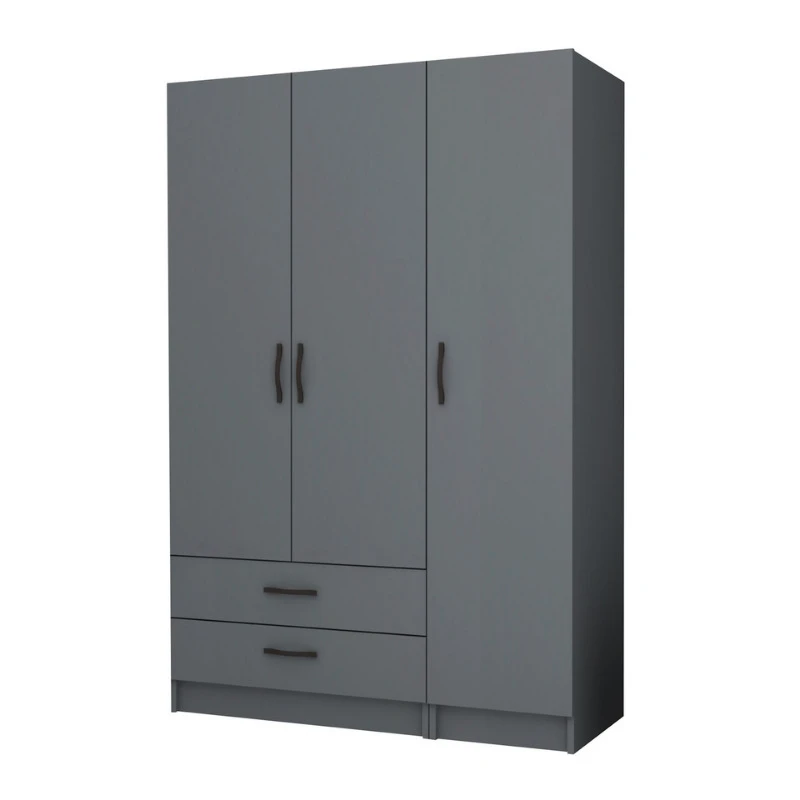 Ricardo Megapap three doors melamine wardrobe in anthracite color 120x51,8x181cm.