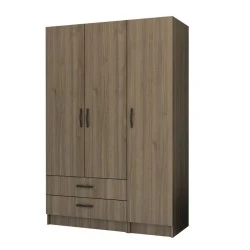 Ricardo Megapap three doors melamine wardrobe in walnut color 120x51,8x181cm. Ricardo Megapap three doors melamine wardrobe in walnut color 120x51,8x181cm.