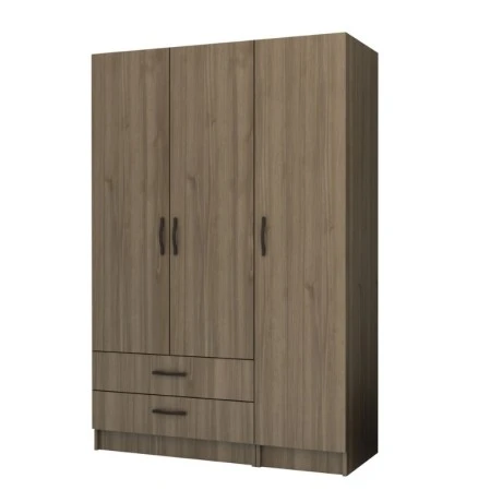 Ricardo Megapap three doors melamine wardrobe in walnut color 120x51,8x181cm.