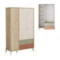 Terra Megapap melamine 3 doors wardrobe in florida oak color 121x54x200cm.