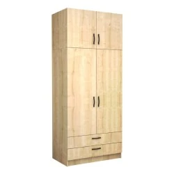 Victoria Megapap two doors melamine wardrobe with cabinet in oak color 100x60x240cm. Victoria Megapap two doors melamine wardrobe with cabinet in oak color 100x60x240cm.