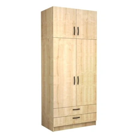 Victoria Megapap  two doors melamine wardrobe with cabinet in oak color 100x60x240cm.