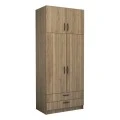 Victoria Megapap two doors melamine wardrobe with cabinet in walnut color 100x60x240cm.
