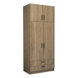 Victoria Megapap two doors melamine wardrobe with cabinet in walnut color 100x60x240cm. Victoria Megapap two doors melamine wardrobe with cabinet in walnut color 100x60x240cm.