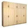 Victoria Megapap six doors melamine wardrobe with cabinet in oak color 300x60x240cm.