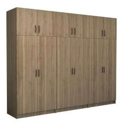 Victoria Megapap six doors melamine wardrobe with cabinet in walnut color 300x60x240cm. Victoria Megapap six doors melamine wardrobe with cabinet in walnut color 300x60x240cm.