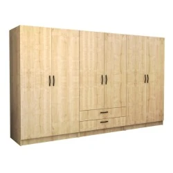 Victoria Megapap six doors melamine wardrobe in oak color 300x60x181cm. Victoria Megapap six doors melamine wardrobe in oak color 300x60x181cm.