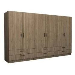 Victoria Megapap six doors melamine wardrobe in walnut color 300x60x181cm. Victoria Megapap six doors melamine wardrobe in walnut color 300x60x181cm.