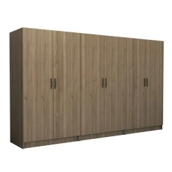 Victoria Megapap six doors melamine wardrobe in walnut color 300x60x181cm. Victoria Megapap six doors melamine wardrobe in walnut color 300x60x181cm.