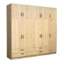 Victoria Megapap five doors melamine wardrobe with cabinet in oak color 250x60x240cm.
