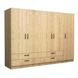 Victoria Megapap five doors melamine wardrobe in oak color 250x60x181cm. Victoria Megapap five doors melamine wardrobe in oak color 250x60x181cm.