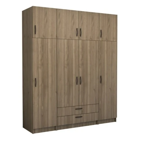 Victoria Megapap four doors melamine wardrobe with cabinet in walnut color 200x60x240cm.