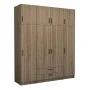 Victoria Megapap four doors melamine wardrobe with cabinet in walnut color 200x60x240cm.
