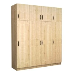 Victoria Megapap four doors melamine wardrobe with cabinet in oak color 200x60x240cm. Victoria Megapap four doors melamine wardrobe with cabinet in oak color 200x60x240cm.