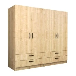 Victoria Megapap four doors melamine wardrobe in oak color 200x60x181cm. Victoria Megapap four doors melamine wardrobe in oak color 200x60x181cm.