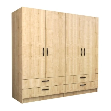 Victoria Megapap four doors melamine wardrobe in oak color 200x60x181cm.