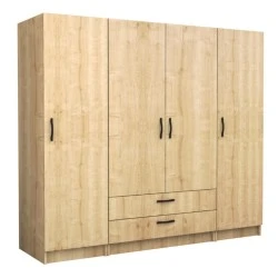 Victoria Megapap four doors melamine wardrobe in oak color 200x60x181cm. Victoria Megapap four doors melamine wardrobe in oak color 200x60x181cm.