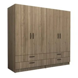Victoria Megapap four doors melamine wardrobe in walnut color 200x60x181cm. Victoria Megapap four doors melamine wardrobe in walnut color 200x60x181cm.