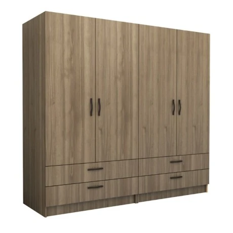 Victoria Megapap four doors melamine wardrobe in walnut color 200x60x181cm.
