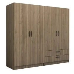 Victoria Megapap four doors melamine wardrobe in walnut color 200x60x181cm. Victoria Megapap four doors melamine wardrobe in walnut color 200x60x181cm.
