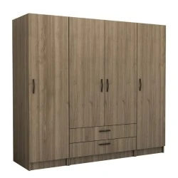 Victoria Megapap four doors melamine wardrobe in walnut color 200x60x181cm. Victoria Megapap four doors melamine wardrobe in walnut color 200x60x181cm.