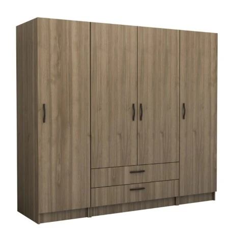 Victoria Megapap four doors melamine wardrobe in walnut color 200x60x181cm.